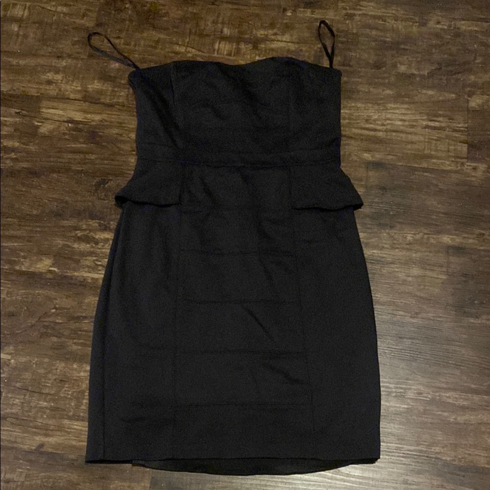 White House Black Market Black Sleeveless Peplum Mini Dress